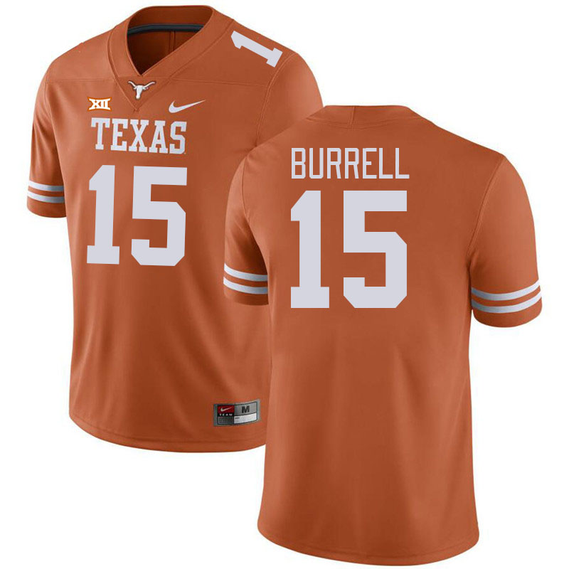 Men #15 S'Maje Burrell Texas Longhorns College Football Jerseys Stitched Sale-Black